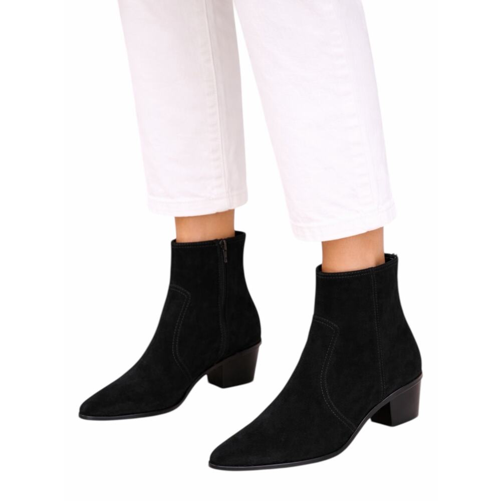 Veronica Beard Ames Suede Block Heel Ankle Boots Black Size 8M
